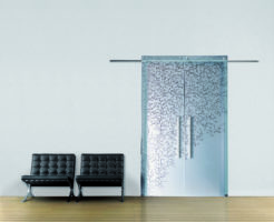 Casali glass door sliding porta vetro scorrevole Corallo_fondo sabbiato